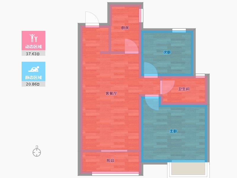 陕西省-西安市-华远辰悦-51.35-户型库-动静分区