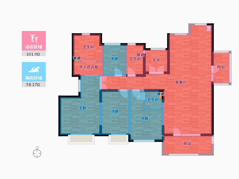 北京-北京市-富兴首府S2189m²-141.95-户型库-动静分区