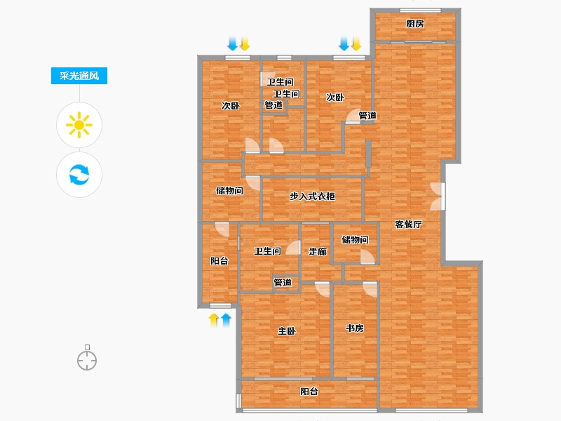 北京-北京市-利锦府府上7号楼304m²-248.76-户型库-采光通风