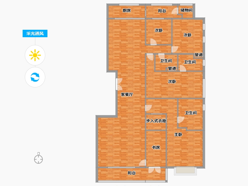 北京-北京市-利锦府府上7号楼280m²-228.00-户型库-采光通风