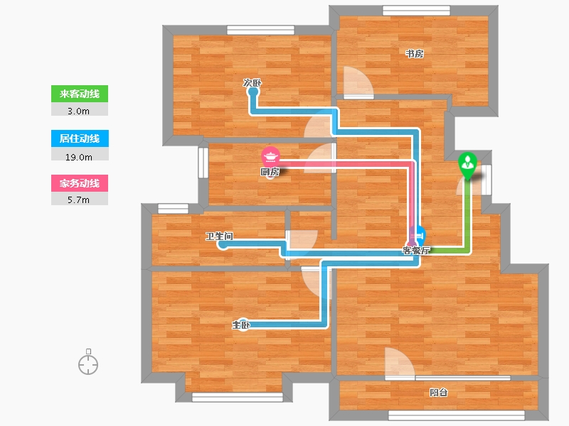 北京-北京市-瑞悦府90m²-72.00-户型库-动静线