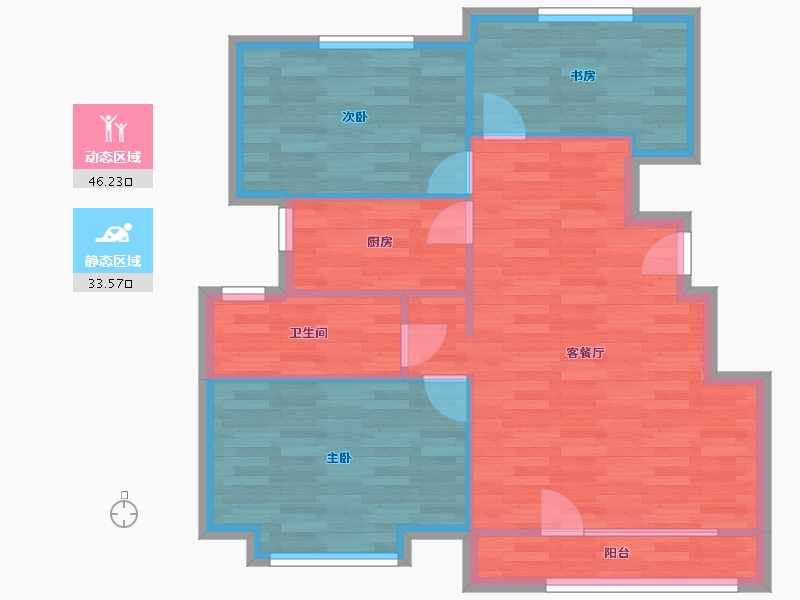 北京-北京市-瑞悦府90m²-72.00-户型库-动静分区