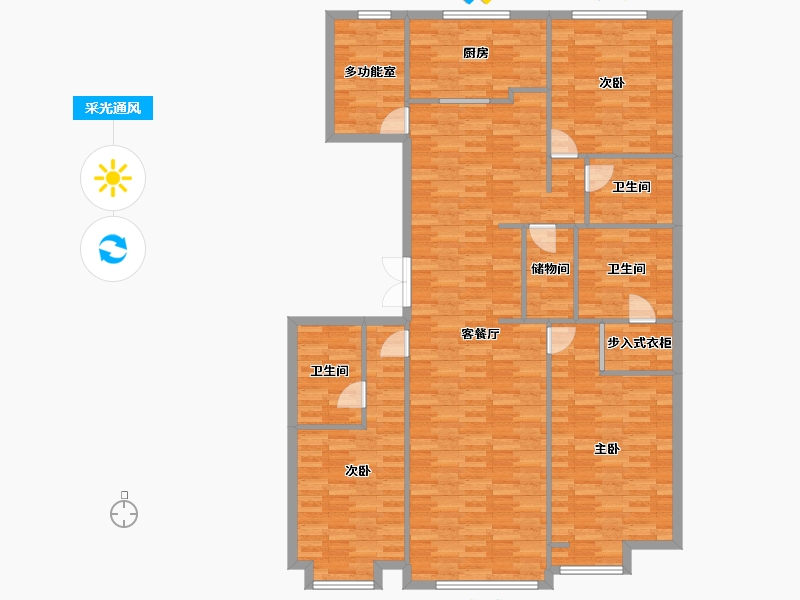 北京-北京市-首开国风尚樾3号楼,2号楼197m²-153.32-户型库-采光通风