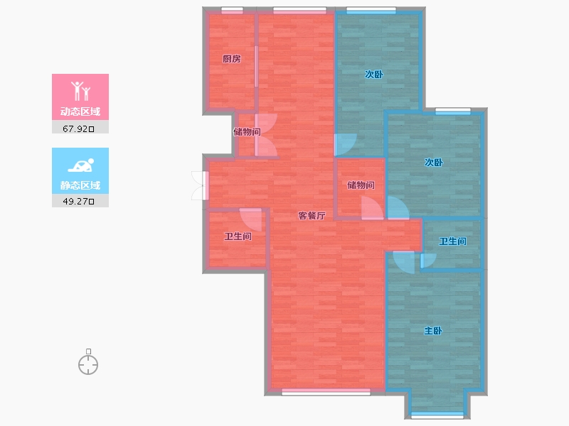 北京-北京市-首开国风尚樾1号楼146m²-107.34-户型库-动静分区