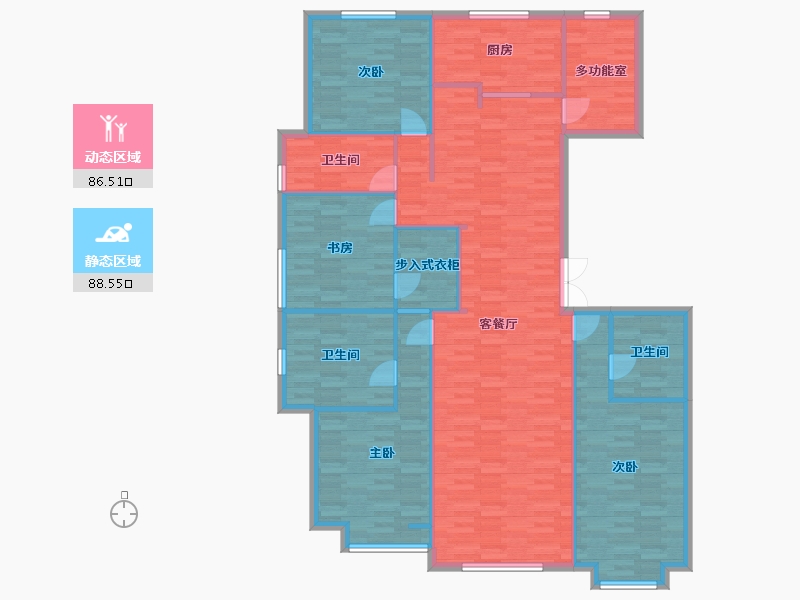 北京-北京市-首开国风尚樾3号楼,2号楼208m²-161.37-户型库-动静分区