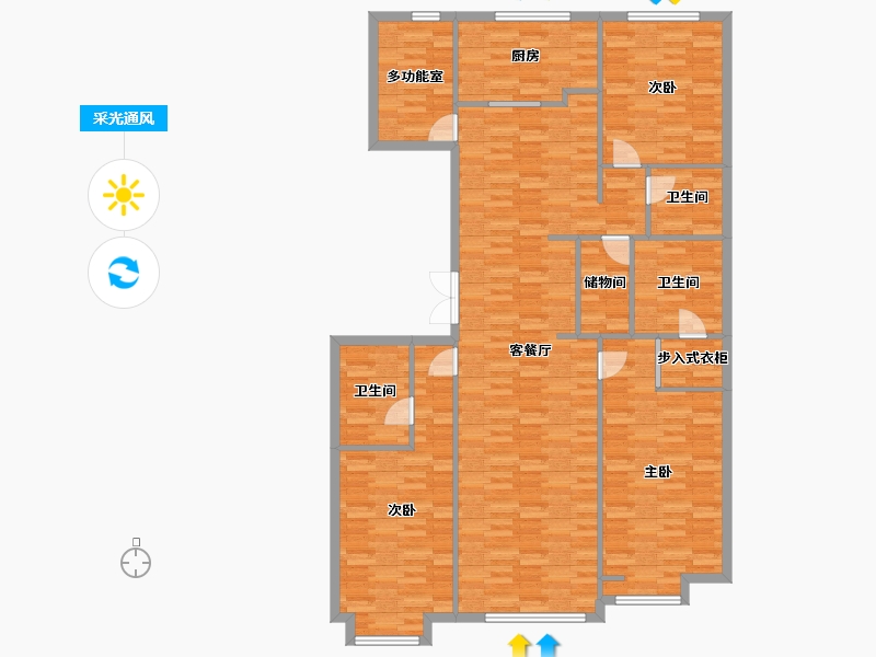 北京-北京市-首开国风尚樾3号楼,2号楼194m²-151.87-户型库-采光通风