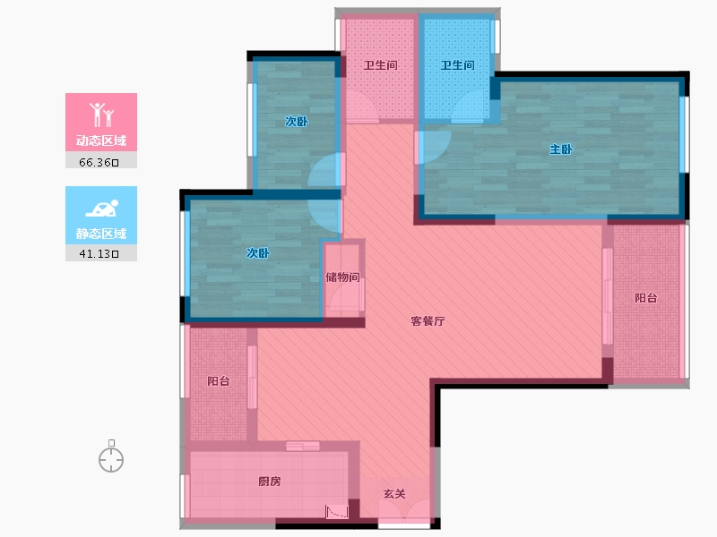 贵州省-黔东南苗族侗族自治州-隆源公馆-92.85-户型库-动静分区