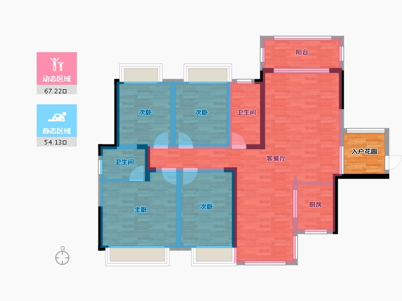 湖南省-株洲市-华晨山水洲城-111.75-户型库-动静分区