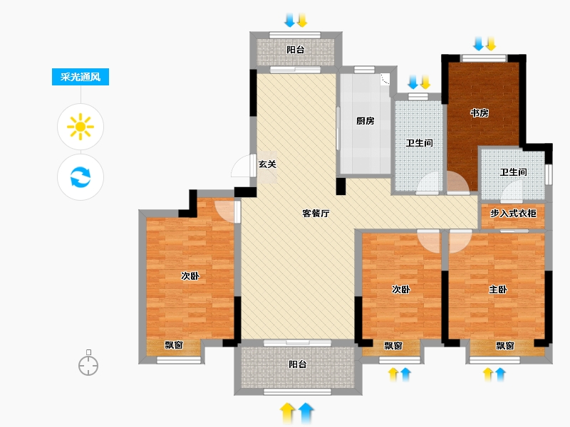 浙江省-宁波市-星光华府-112.94-户型库-采光通风