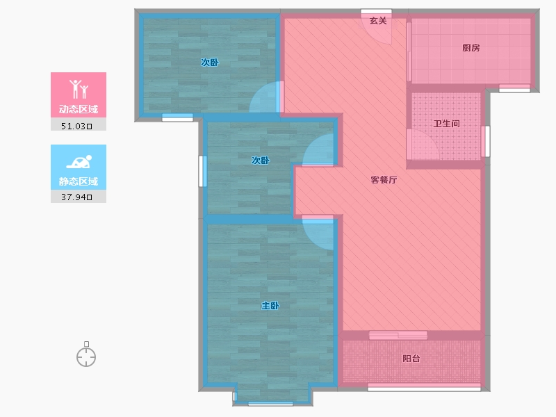 山东省-滨州市-邹平东方华城-77.60-户型库-动静分区