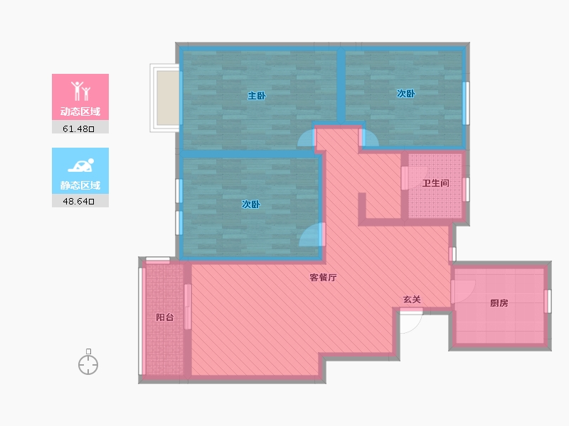 山东省-德州市-南龙国际花园-42号楼-96.32-户型库-动静分区