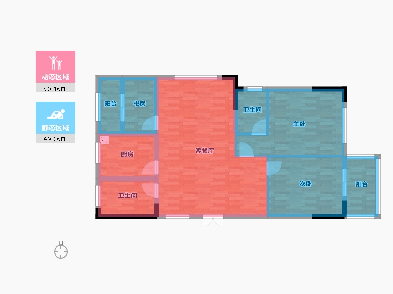 浙江省-绍兴市-彩虹人家-88.92-户型库-动静分区