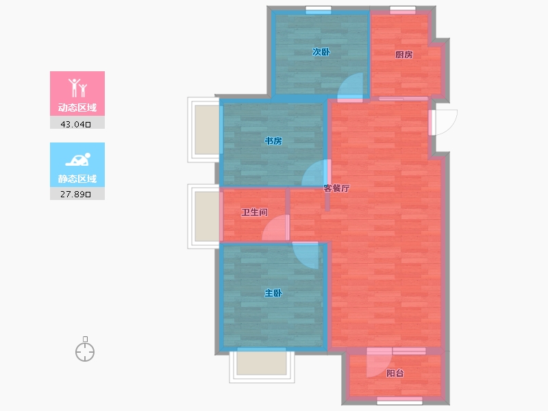 辽宁省-大连市-佳兆业壹号-63.25-户型库-动静分区