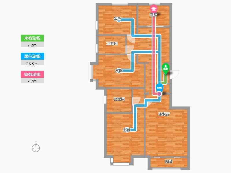 北京-北京市-公园懿府11,13号楼127M2-96.68-户型库-动静线