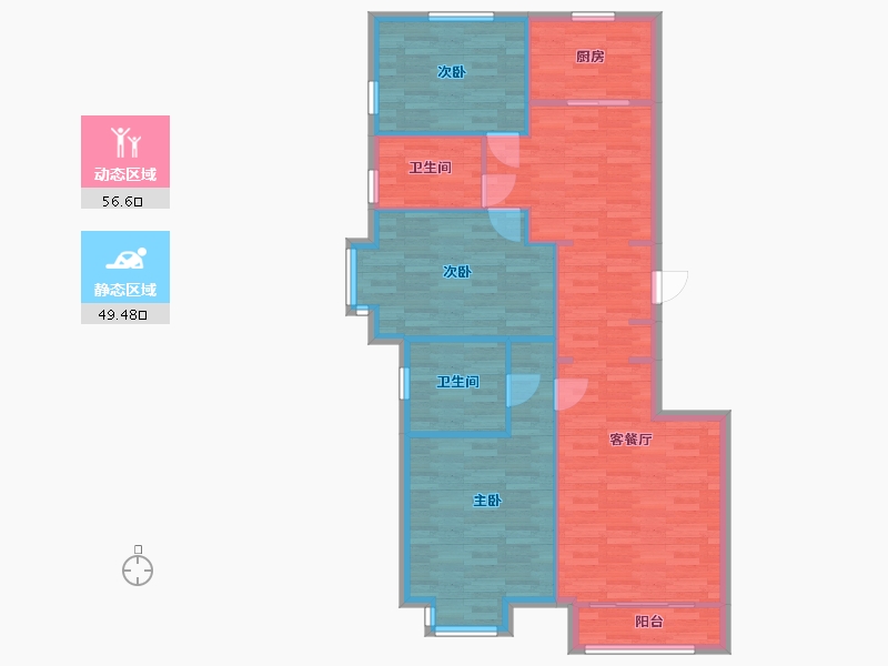 北京-北京市-公园懿府11,13号楼127M2-96.68-户型库-动静分区