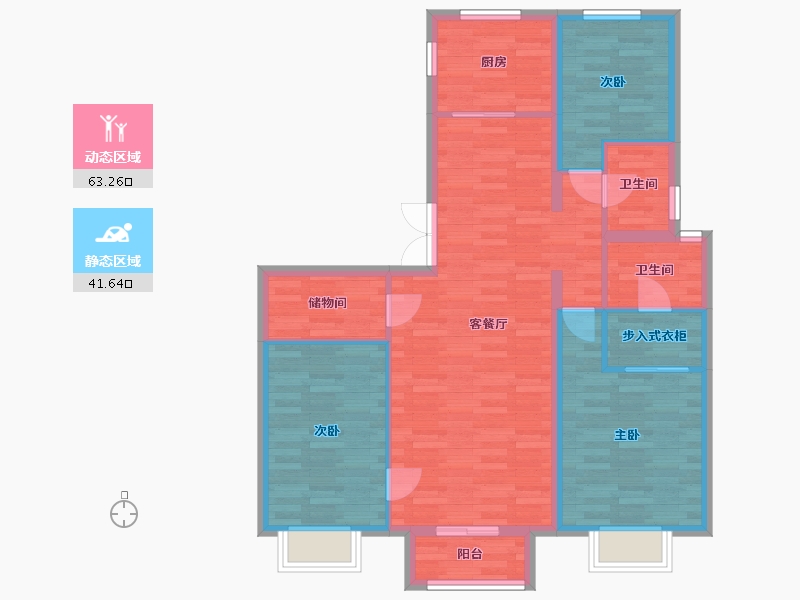 北京-北京市-公园懿府5,8,12号楼134M2-94.30-户型库-动静分区