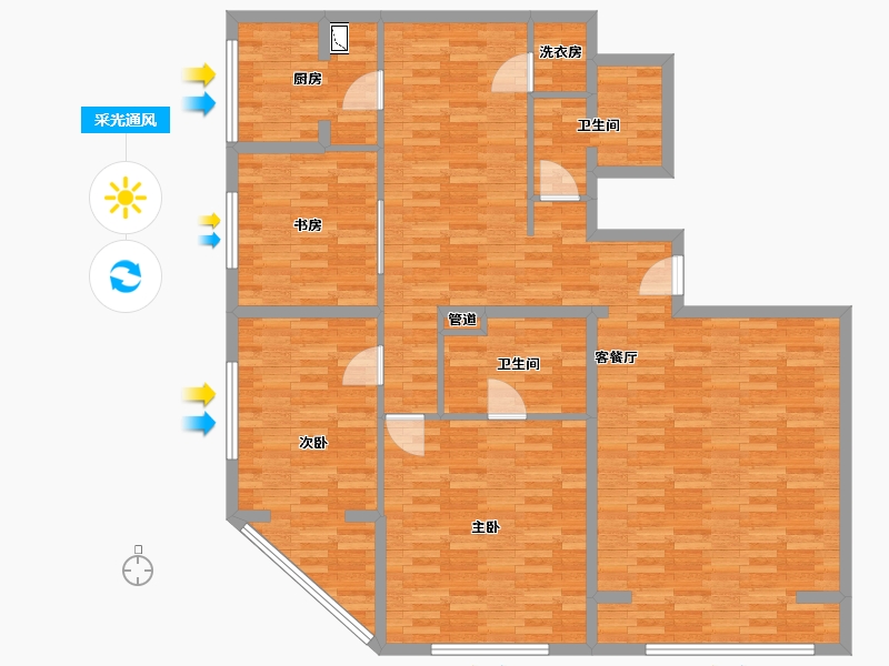 北京-北京市-尊悦光华3号楼170m²-136.00-户型库-采光通风