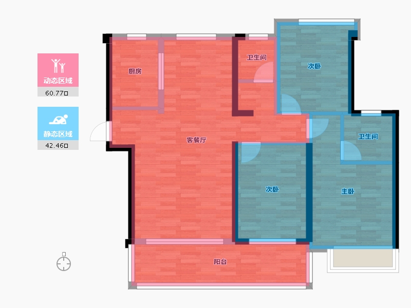 湖南省-岳阳市-御城汉昌府-90.86-户型库-动静分区