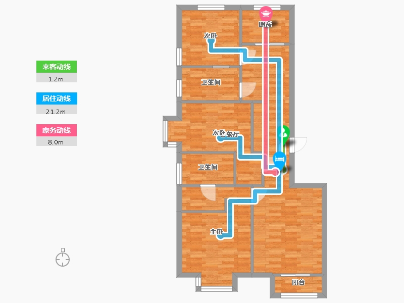 北京-北京市-公园懿府C1户型11,13,15,17号楼115M2-83.31-户型库-动静线