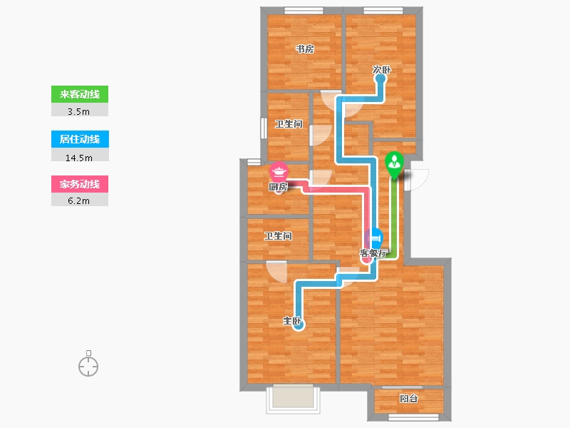 北京-北京市-公园懿府C2户型11,13,15,17号楼115M2-82.25-户型库-动静线