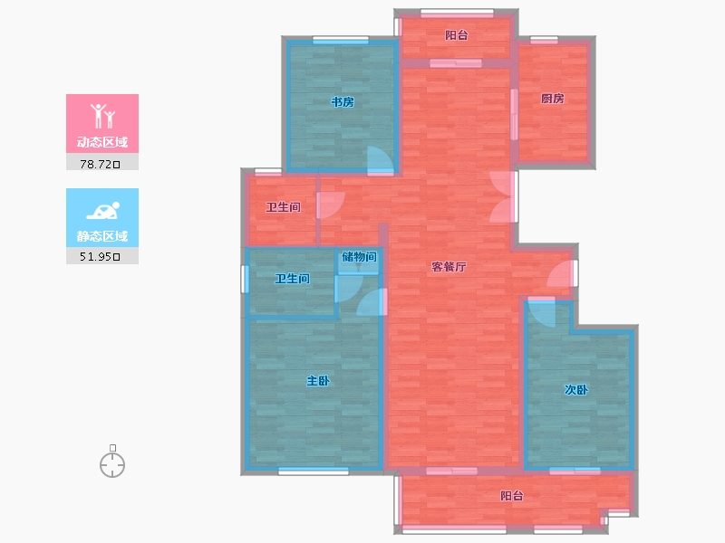 北京-北京市-海上海花园17号楼147M2-117.61-户型库-动静分区