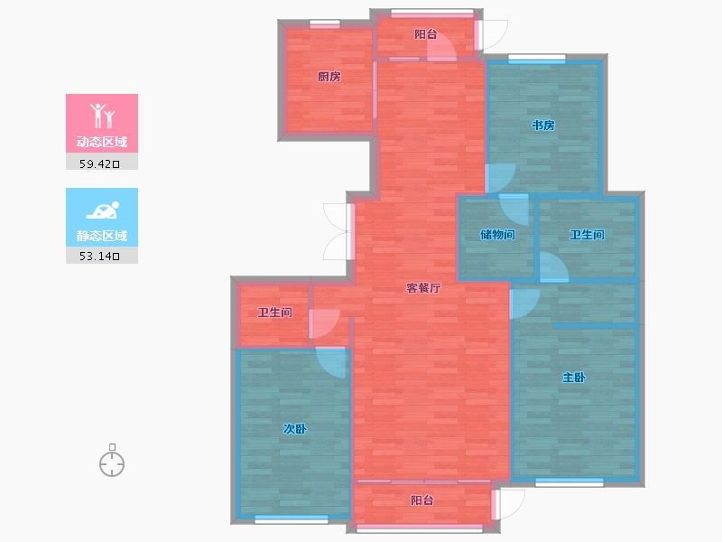 北京-北京市-领秀翡翠墅40号楼137M2-103.29-户型库-动静分区