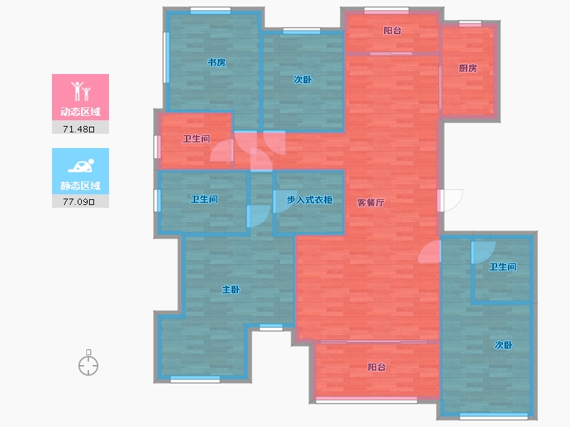 北京-北京市-领秀翡翠墅B9号楼187M2-135.94-户型库-动静分区