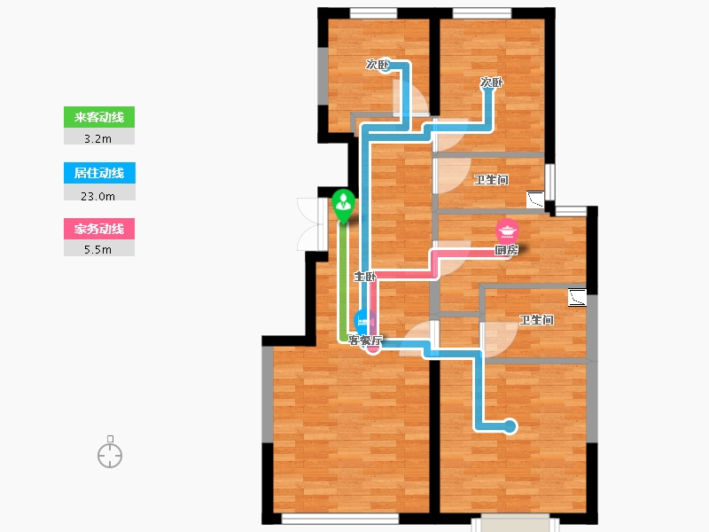 北京-北京市-燕西华府90m2-72.00-户型库-动静线