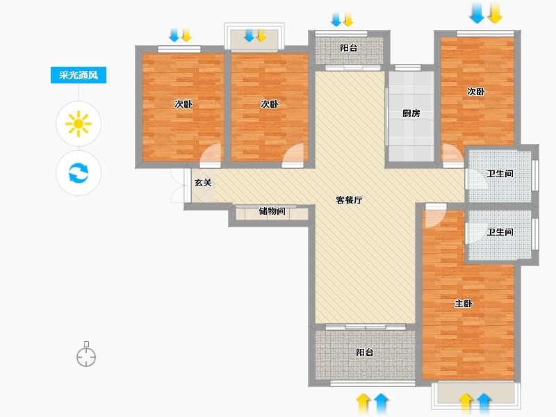 河南省-南阳市-水悦龙湾-116.80-户型库-采光通风