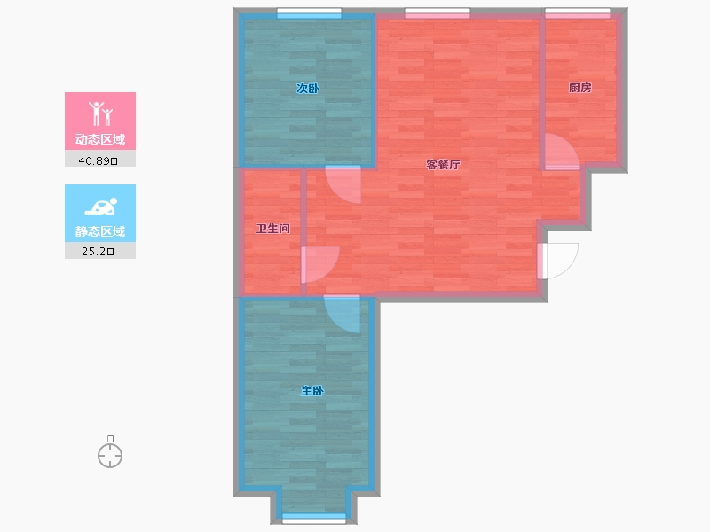 北京-北京市-燕西华府A区29号楼75m2-60.00-户型库-动静分区