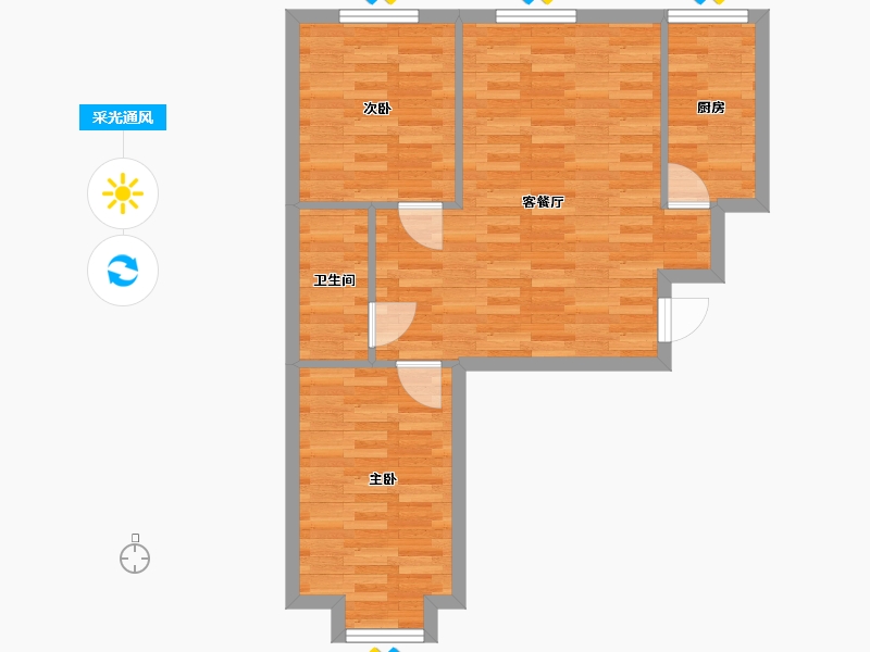 北京-北京市-燕西华府A区29号楼75m2-60.00-户型库-采光通风