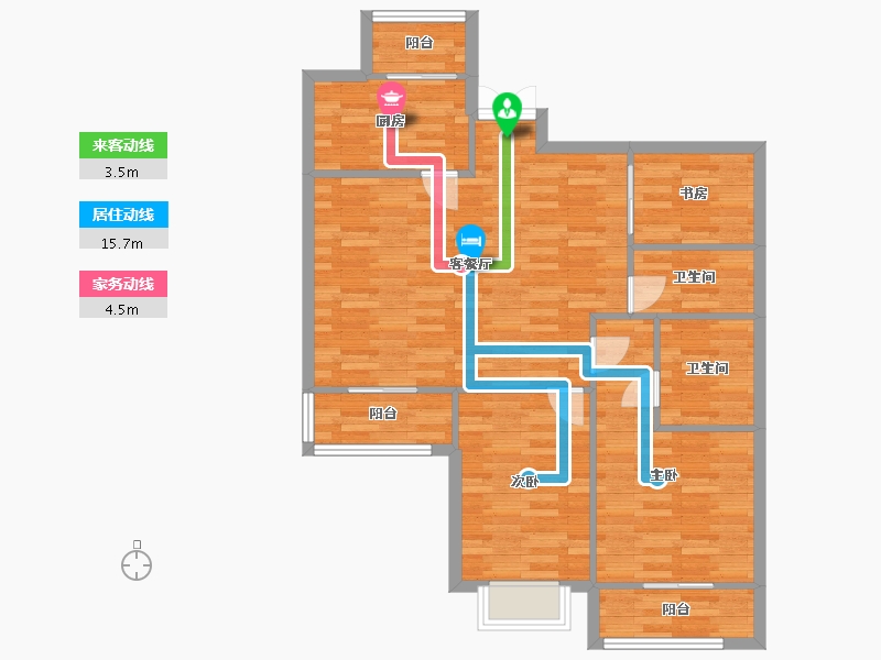 北京-北京市-元熙华府1号楼120M2-87.33-户型库-动静线