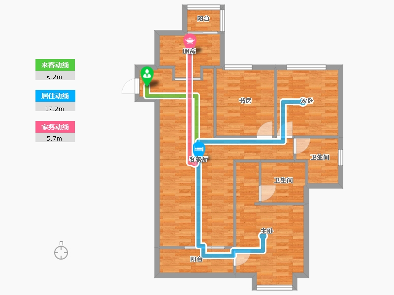 北京-北京市-元熙华府1号楼130M2-90.67-户型库-动静线