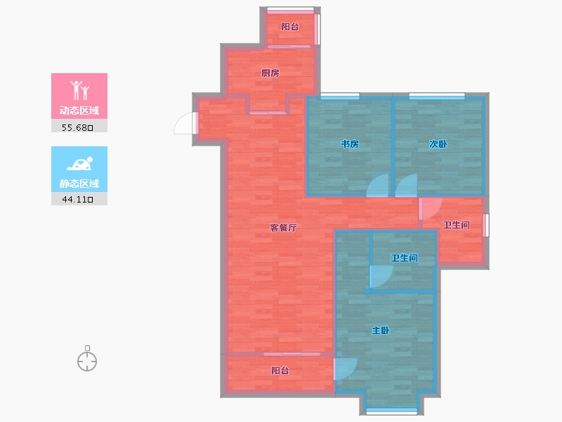 北京-北京市-元熙华府1号楼130M2-90.67-户型库-动静分区