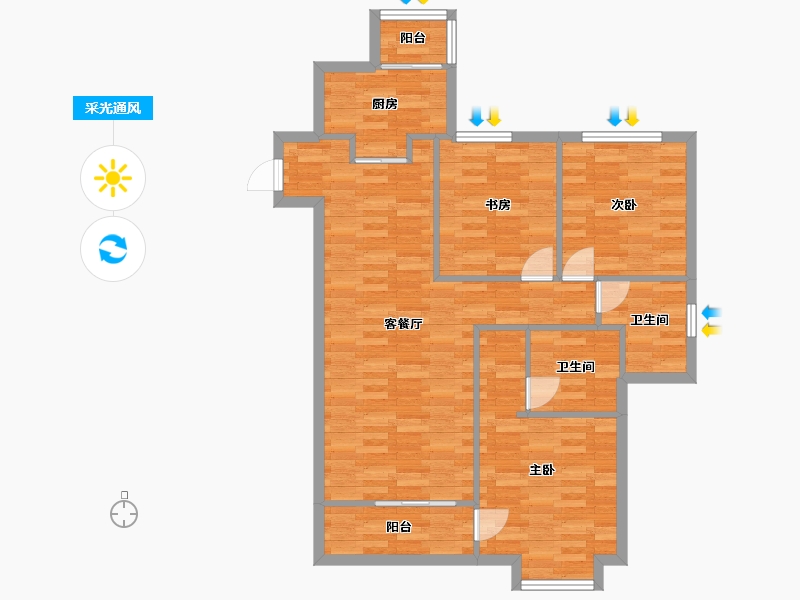 北京-北京市-元熙华府1号楼130M2-90.67-户型库-采光通风