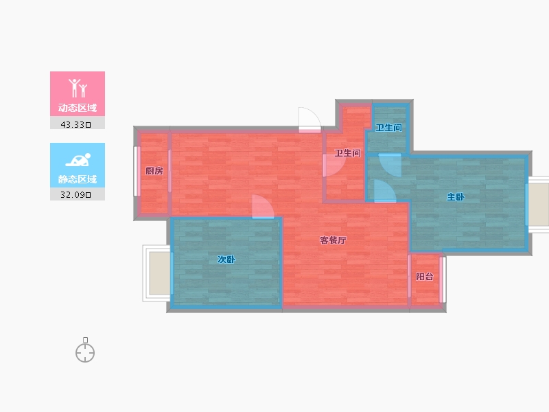 北京-北京市-元熙华府C1户型1号楼102M2-68.45-户型库-动静分区