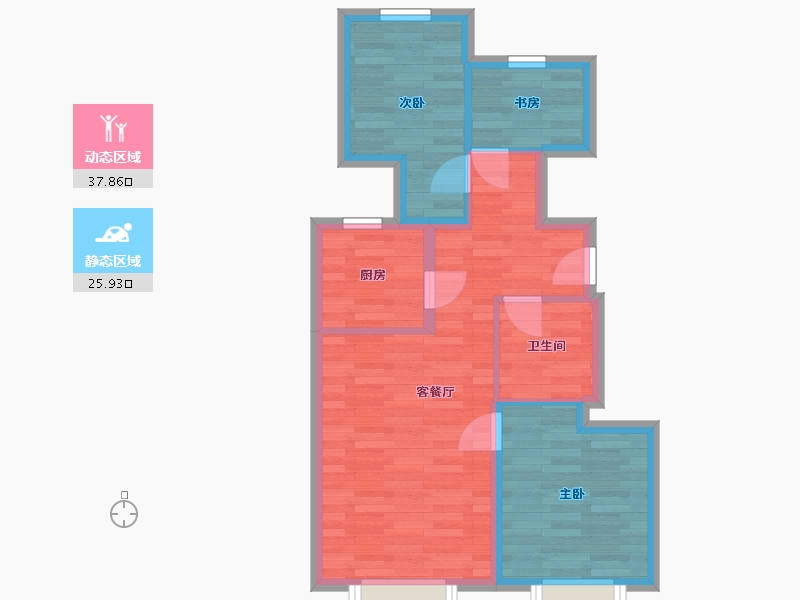 北京-北京市-臻御府3,4号楼89M2-56.45-户型库-动静分区