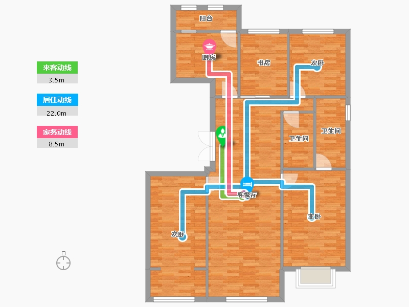 北京-北京市-中粮天恒天悦壹号130m2-105.35-户型库-动静线