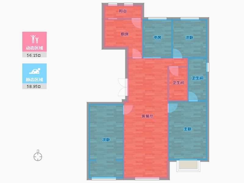 北京-北京市-中粮天恒天悦壹号130m2-105.35-户型库-动静分区