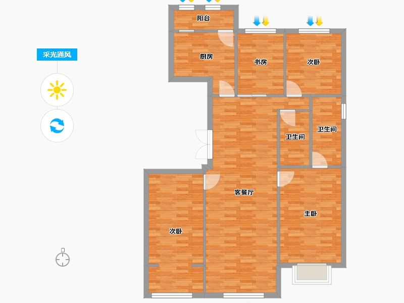 北京-北京市-中粮天恒天悦壹号130m2-105.35-户型库-采光通风