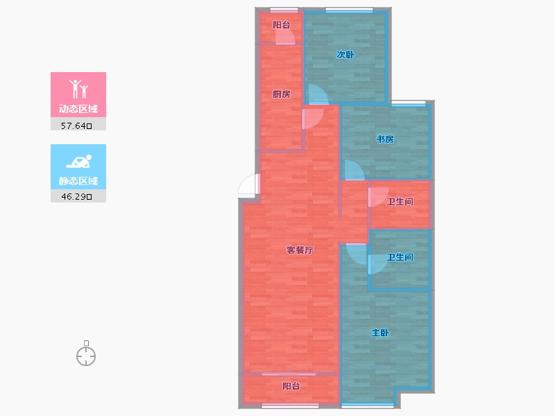 北京-北京市-珠光御景西园2,3,5,33,35号楼117m2-94.87-户型库-动静分区