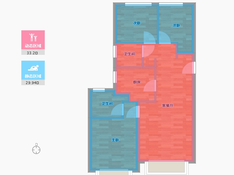 北京-北京市-中铁诺德春风和院89M2-56.05-户型库-动静分区