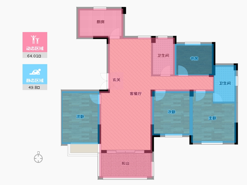 湖北省-黄石市-莲花湖1号-99.78-户型库-动静分区