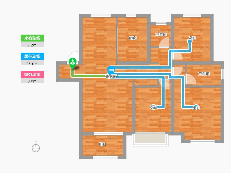 江苏省-泰州市-珑悦花园-91.28-户型库-动静线