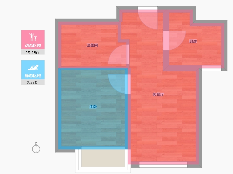 北京-北京市-中海寰宇时代1-7栋,2-4栋48m²-29.87-户型库-动静分区