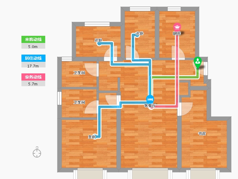 北京-北京市-中海寰宇时代1-5栋,1-6栋,1-4栋112m²-70.71-户型库-动静线