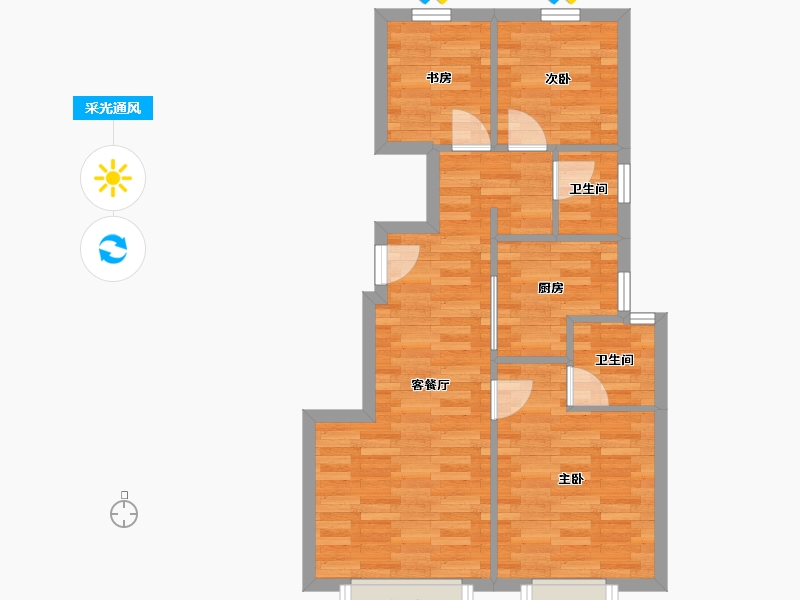 北京-北京市-金地旭辉江山风华2栋,3栋,4栋,5栋,6栋,7栋,8栋89m²-58.52-户型库-采光通风