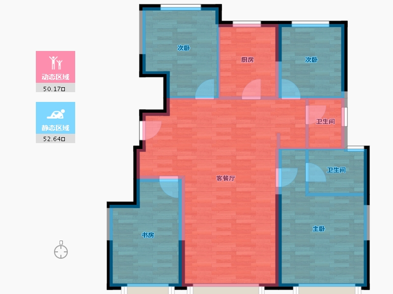 北京-北京市-金地旭辉江山风华1栋,2栋136m²-92.51-户型库-动静分区