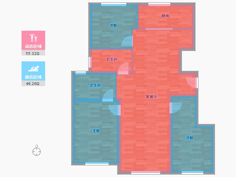 北京-北京市-金地悦风华1栋,5栋134m²-91.22-户型库-动静分区