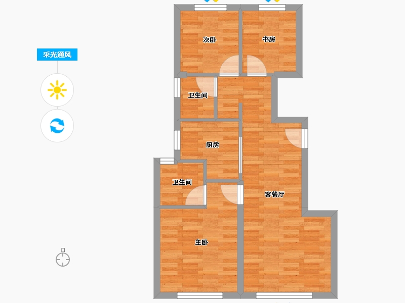 北京-北京市-金地悦风华3栋,6栋,7栋,8栋89m²-57.53-户型库-采光通风